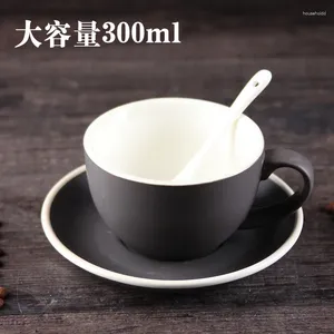 Mokken Europese stijl keramische espresso Cappuccino Latte Coffee Cup en Saucer Raspberry Set 300 ml