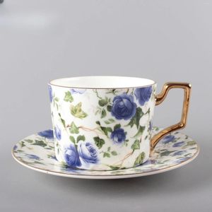 Mokken Europese stijl koffiebekers borden goudrand keramische middag camellia thee