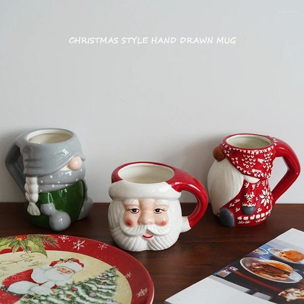 Tasses style européen peint à la main Santa claus Forme en céramique ornements Ornements salon cuisine bar laiteur café tasse de Noël décoration