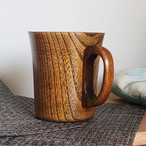 Tasses F63A Jujube tasse en bois café bière tasse en bois thé à la main avec poignée