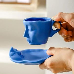 Tasses face art personnalisé créatif céramique concentré de style américain tasse de café de café de la Saint-Valentin Favors