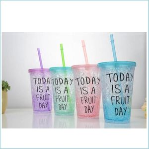 Mugs Factory Direct Creative Summer Ice Cup Student Dubbel draagbaar drinken met deksel St gekoeld 27 K2 Drop Delivery Home Garde Dhxw7