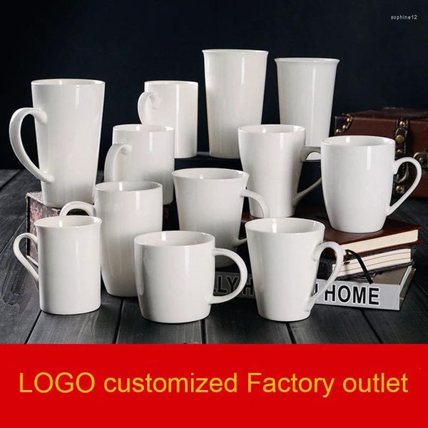 Tasses d'usine outlet logo personnalisé en céramique tasse pure tasse de café blanc pur