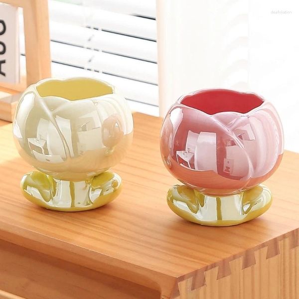 Tazas Taza de agua de cerámica de moda Helado Crema Hermosas tazas de leche Flor Material de café para