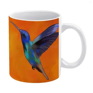 Mokken Figurieros V1-kleurrijke Colibri witte mok voor vrienden en familie creatief cadeau 11 Oz koffie keramische vogel Colourfu