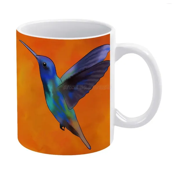 Tasses Figurieros V1-coloré Colibri tasse blanche aux amis et à la famille cadeau créatif 11 Oz café en céramique oiseau coloré