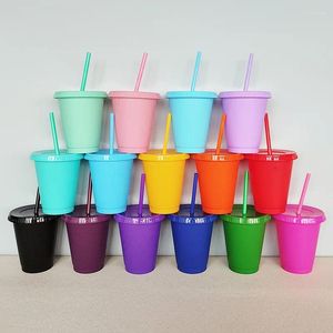 Tasses flash bouteilles d'eau en poudre pour fille avec paille réutilisable en plastique dur tubler couvercle tasse de café