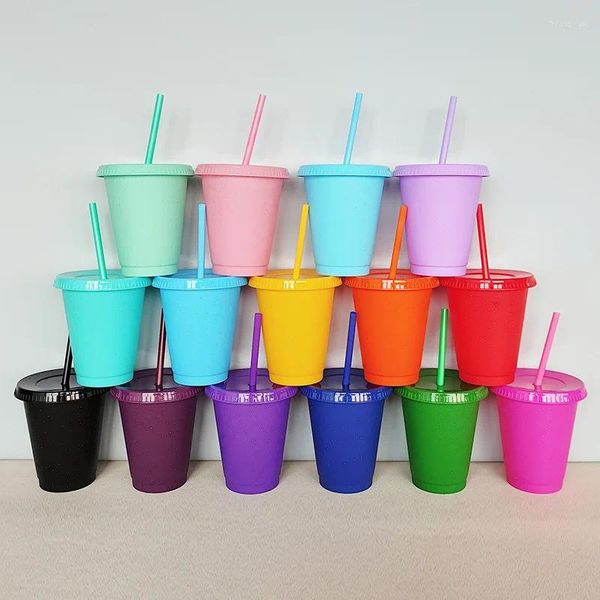 Tazas Flash Powder Botellas de agua para niña con paja reutilización de plástico duro tapa de tapa de café Regalo de Navidad