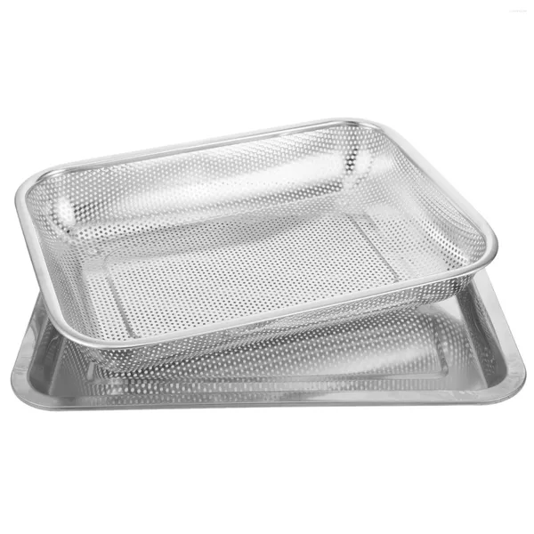 Tazas recipientes de alimentos freír cesta de red separador metal malla malla de pollo bandeja de acero inoxidable