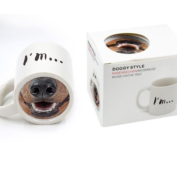 Tazas Comercio exterior Travesura Cerdo Nariz Taza Taza de cerámica Agua Café Perro