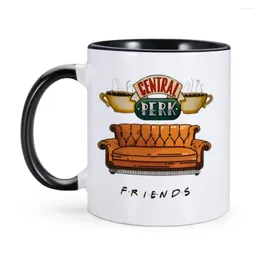 Tazas FRIENDS TV Show Coffee Central Perk Taza Taza de té de leche de cerámica Regalo para un amigo Cumpleaños Gota de 11 oz