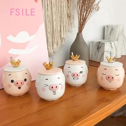 Tasses fsile ma tasse de consommation rose Pig Pig Céramique avec couvercle cuillère mignon petit déjeuner petit déjeuner lait tasse fille couple cadeau cadeau