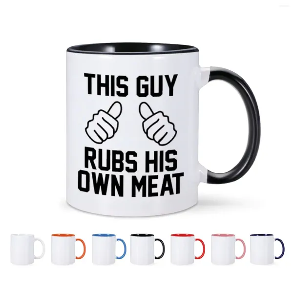 Tasses Tasse à café en céramique drôle ce gars frotte sa propre viande nouveauté cadeau 11 Oz tasse à thé pour petit ami homme gars humoristique sarcastique
