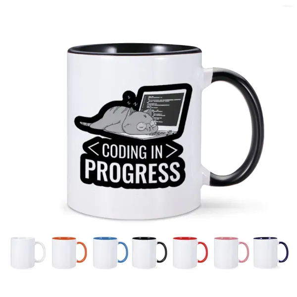 Tasses Tasse à café drôle d'ingénieur de codage en cours tasse de travail de bureau cadeau d'anniversaire pour amis collègue 11 Oz en céramique