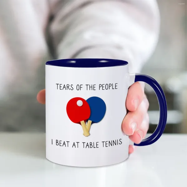 Tasses Tasse à café drôle larmes des gens que j'ai battu au Tennis de Table en céramique cadeau créatif Ping-Pong thé tasse de lait nouveauté Drinkware