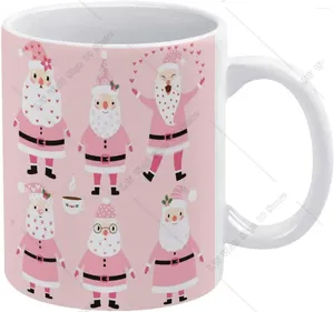 Mokken grappige kerstman Claus koffie mok roze kerst keramische drinkbeker met handvat wit 11oz voor huisdiy cadeau