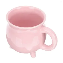Tasses cadeaux Mug femme en céramique tasses à café rose chaudron halloween céramique rangement d'eau artistique Haze sorcière