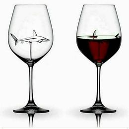 Tasses Tasse en verre Verre de cristal européen Requin Coupe de verre de vin rouge Bouteille de vin Verre Talon haut Requin Coupe de vin rouge Cadeau de fête de mariage 21 cm 231204