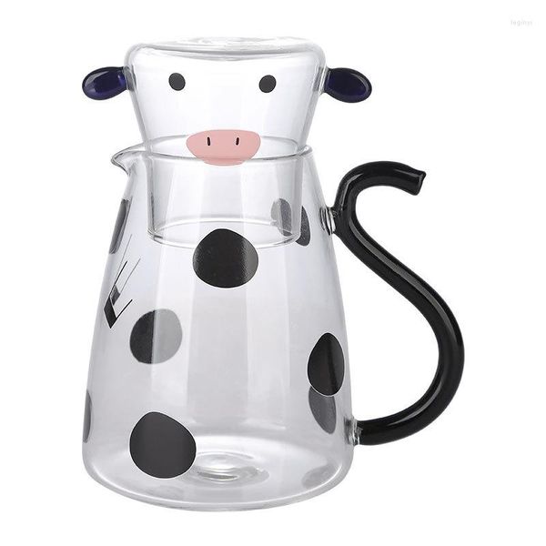 Ensemble de tasses en verre Cartoon One Pot Cup 550ml Théière à lait Four à micro-ondes disponible