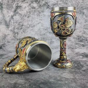 Tasses Golden Dragon Beer Resin Resin en acier inoxydable Cups d'eau 200/400 ml gobelet pour cadeaux de Noël