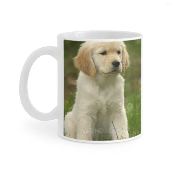 Tasses Golden Retriever chiot blanc tasse à thé tasse à café amis cadeau d'anniversaire chien animaux de compagnie chiens Art