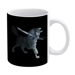Mokken Great Gray Wolf Sif White Mug 11oz Ceramic Tea Cup Coffee Friends Birthday Gift Dark Souls Video Game Wo