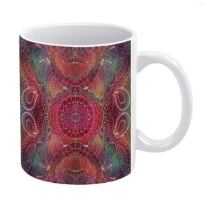 Tasses Groovy tasse blanche 11oz drôle en céramique café thé lait tasses motif Design Mandala bohème Paisley Zentangle Art Original