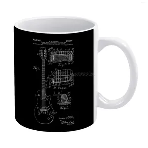 Tasses guitare brevet blanc tasse tasse à thé en céramique cadeau d'anniversaire tasses à lait et guitares de groupe Usa I