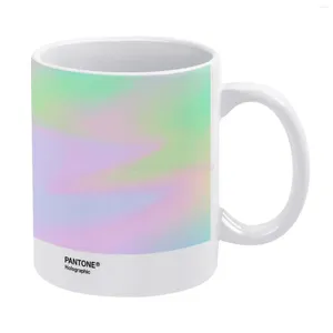 Tazas H.I.P.A.B-Fondo estético holográfico iridiscente Pantone Pt 4, taza blanca, taza de té divertida impresa personalizada, regalo personalizado