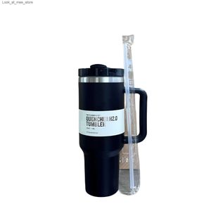 Tasses H2.0 Gobelets en acier inoxydable de 40 oz avec couvercle à poignée et paille Tasses de voiture de 2e génération Bouteilles d'eau isolées sous vide Q240322