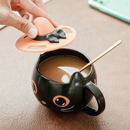Tasses Cadeaux d'Halloween Tasse de chat noir avec capuchon de sorcière Mignon Kitty Tasse à café en céramique unique pour le bureau et la maison TS2 231013