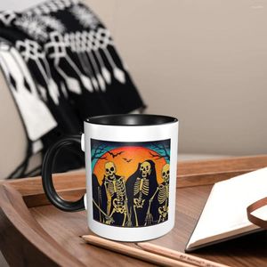 Mugs Halloween - Skeletten Woodcut (2) Coffee Work Work Room Beautiful Patroon Eco -vriendelijk keramiek