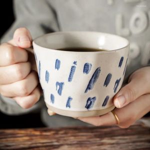 Tazas pintadas a mano copas de té de café de cerámica japonesa taza taza de bebida estética desayunar leche de porcelana de porcelana horno microondas