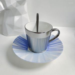 Tasses peintes à la main en céramique réflexion tasse à café papillon petit filet de luxe miroir rouge exquis galvanoplastie gobelets tasses