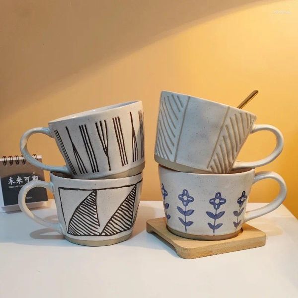 Tazas Taza pintada a mano simple Cerámica japonesa Ins Wind Milk Coffee Café Café de personalidad Agua de agua
