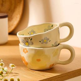 Tazas a mano pellizcar flores irregulares cerámica taza de té de té de té tazas de café de estilo coreano