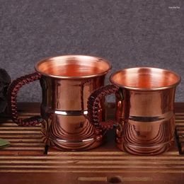 Tasses fabriquées à la main en cuivre pur, tasse à lait de bière, poignée tissée, Mule d'eau de moscou épaisse, tasse de petit déjeuner de 400 Ml, vaisselle de table