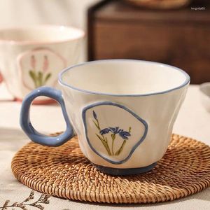 Mokken Handgemaakte reliëf Craft Coffe Coffee Cup Exquise Ceramic Mug European Afternoon Tea Tea Tea Tea Set vakantiegeschenk