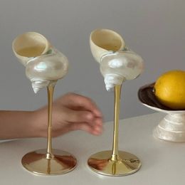 Tasses en verre à vin en coquille de conque naturelle, faites à la main, avec Design de Niche créatif, décoration cadeau pour offrir des verres à café 231122