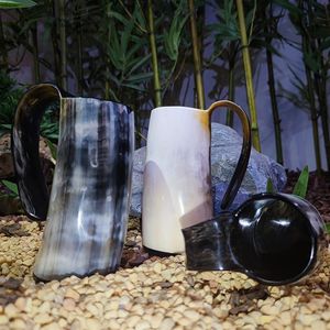 Tasses à la main corne de boeuf tasse artisanat whisky S verres tasse vin boire Viking café thé goutte vente entière 230220267g