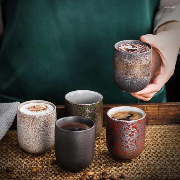 Tazas Taza de café de cerámica gruesa de estilo japonés hecho a mano con textura única y encanto rústico para uso en el hogar u oficina