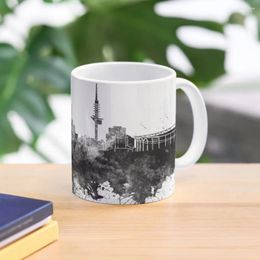 Tasses Hanovre Skyline en aquarelle noire tasse à café tasses en céramique ensemble créatif expresso