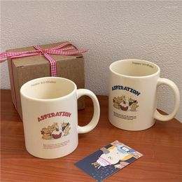 Tasses joyeux anniversaire en céramique tasse Ins vent mignon dessin animé ours tasse de tasse