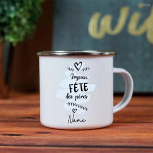 Tasses bonne fête des pères personnalisés en émail blanc nom personnalisé nom original et amusant de cadeaux de tasse de café