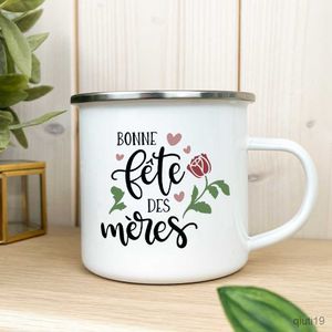 Tasses Bonne Fête Des Mères En France Tasses En Émail Imprimé Tasses À Café Boisson Vin Jus Tasse Dessert Cacao Lait Poignée Tasse Meilleur Cadeau R230713