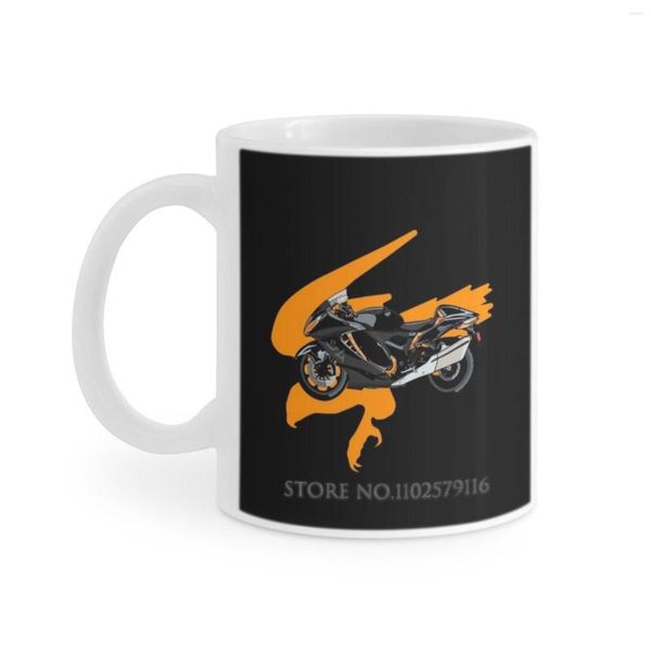 Tasses Hayabusa Illustration sur Falcon Silhouette White Mug Café Tea tasses 330 ml Biker Bike Motorbike Sport Racing