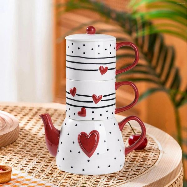Tasses de coeur coeur céramique tasse tasse de café buvant une mignon cadeau créatif en porcelaine pour la cuisine table à domicile voyage