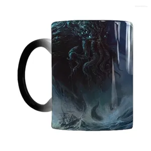 Tasses à café à changement de chaleur, tasse en céramique Cthulhu, grand thé magique, tasse d'art drôle, nouveauté sensible