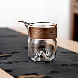 Tasses résistantes à la chaleur, tasse en verre avec vue sur la montagne, avec support anti-brûlure, distributeur de thé, ensemble Chahai, accessoires