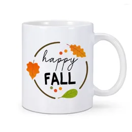 Tasses bonjour automne Thanksgiving tasse à café fleur citrouille tasse cadeau pour tasses automne fête ferme décoration présent